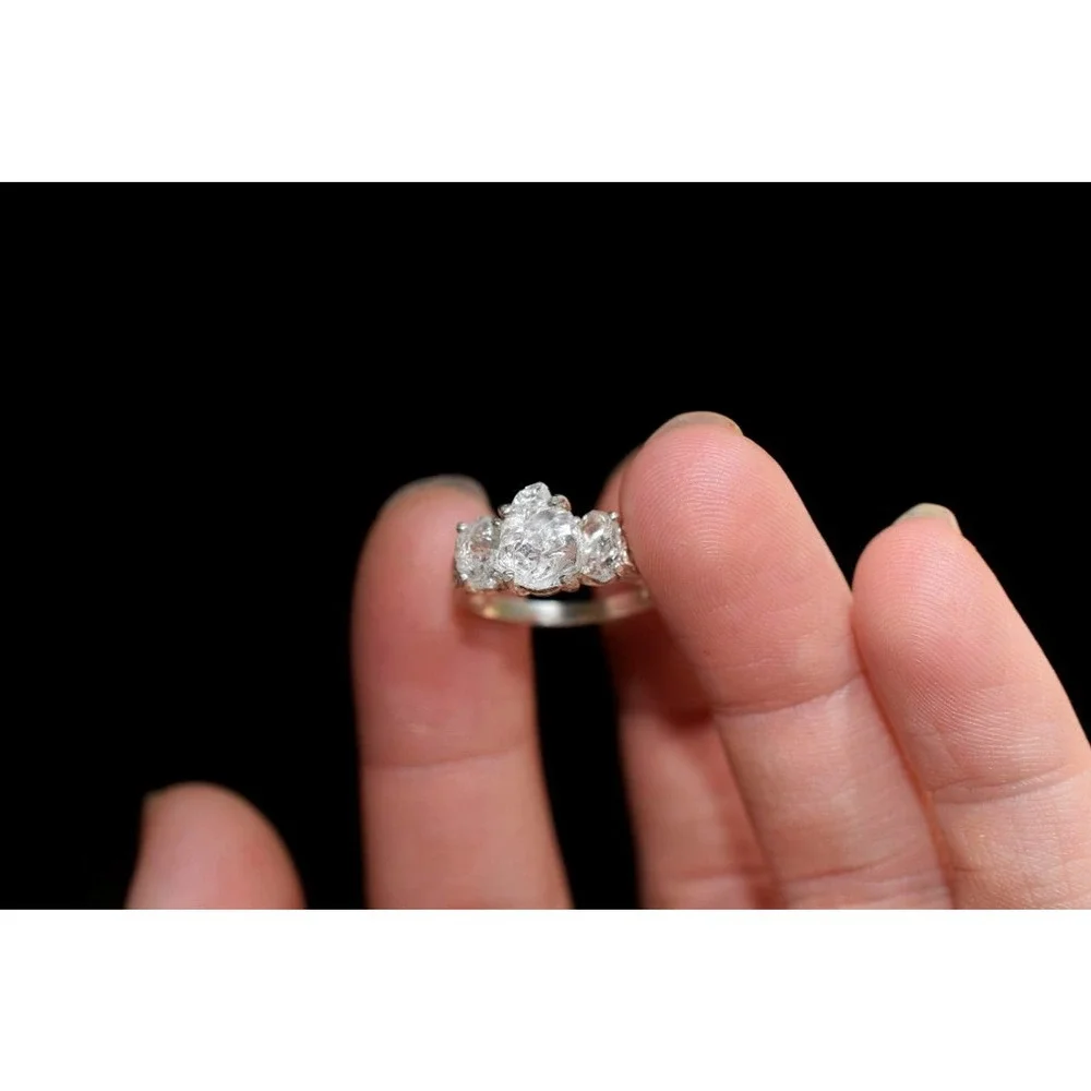 Alternative Engagement Ring Raw Stone Sterling Size 3 4 5 6 7 8 9 10 11 … - Picture 2 of 5